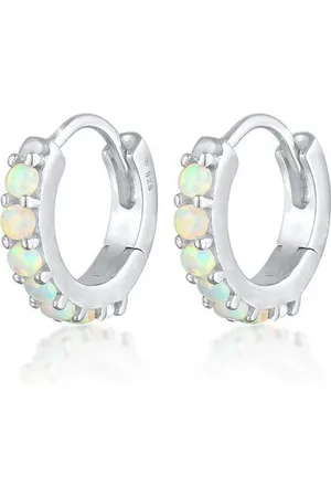 Elli Paar Creolen Creolen synthetischer Opal Klassik 925 Silber - Verkäufer: JULIE & GRACE GmbH