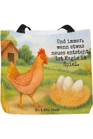 Mr. & Mrs. Panda Shopper Huhn Stolz Design - - Geschenk, Strandtasche, Hoftiere, Shopper, (1-tlg), Süße Motive - Verkäufer: