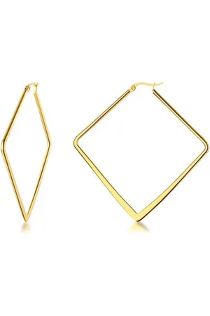 Kingka Paar Creolen Viereckige Creolen, Ohrringe, goldfarben, wasserfest (2-tlg), Edelstahlschmuck für Damen, goldfarben, zu jedem Anlass - Verkäufer: