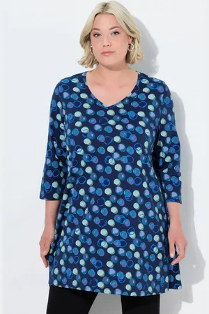 Ulla Popken Longshirt Longshirt Punkte A-Linie V-Ausschnitt 3/4-Arm - Verkäufer: Popken Fashion Group