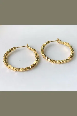 Golden Paar Creolen Minimalistische Creolen, 14 K vergoldetes Messing Teile Würfel, Reifen - Verkäufer: Touch GmbH