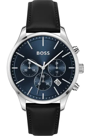 HUGO BOSS Chronograph AVERY 1514156, Quarzuhr, Herrenuhr, Armbanduhr, Stoppfunktion, Lederarmband