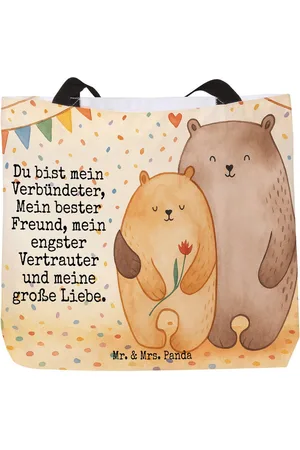 Mr. & Mrs. Panda Shopper Bären Liebe Design - - Geschenk, Geschenk Hochzeit, Freund, Schu (1-tlg), Süße Motive - Verkäufer: