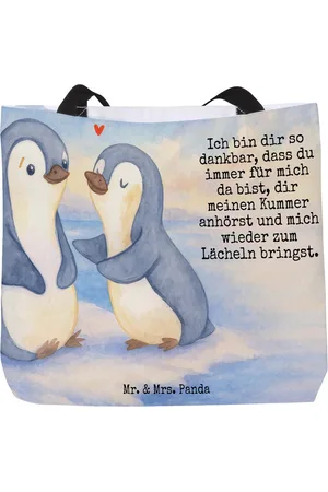 Mr. & Mrs. Panda Shopper Pinguine trösten Design - - Geschenk, Freundin, Jahrestag, Beute (1-tlg), Kreative Designs - Verkäufer:
