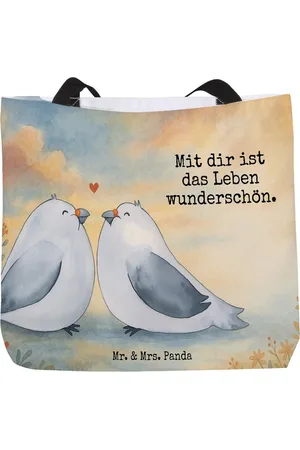 Mr. & Mrs. Panda Shopper Turteltauben Liebe Design - - Geschenk, Freizeittasche, Liebesbe (1-tlg), Kreative Designs - Verkäufer: