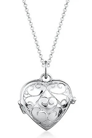 Elli Kette mit Anhänger Herz-Medaillon Amulett Ornament 925 Silber