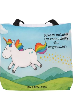 Mr. & Mrs. Panda Shopper Einhorn Happy Design - - Geschenk, Freude, Einhörner, witzig, Tr (1-tlg), Ergonomischer Griff - Verkäufer: