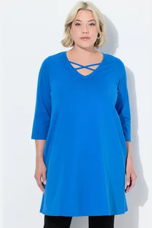 Ulla Popken Longshirt Longshirt Zierbänder A-Linie V-Ausschnitt 3/4-Arm - Verkäufer: Popken Fashion Group
