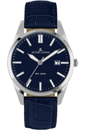 Jacques Lemans Quarzuhr Vienna 1-2002F, Armbanduhr, Damenuhr, Herrenuhr, Datum, Leuchtzeiger, Lederarmband