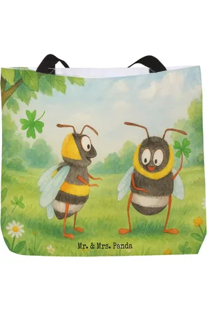 Mr. & Mrs. Panda Shopper Bienen Paar Design - - Geschenk, Verlobung, Liebe, Freizeittasch (1-tlg), Einzigartiges Design - Verkäufer: