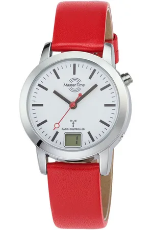 Master Time Funkuhr MTLA-10918-11L, Quarzuhr, Armbanduhr, Damenuhr, Lederarmband, analog, digital
