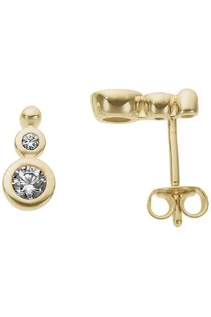 Firetti Paar Ohrstecker Schmuck Geschenk Gold 333 Ohrschmuck Rund Kugel Kreise, mit Zirkonia (synth)
