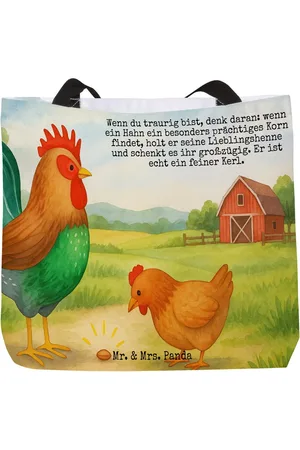 Mr. & Mrs. Panda Shopper Hahn Korn Design - - Geschenk, Beutel, Alltagstasche, Freizeitta (1-tlg), Einzigartiges Design - Verkäufer: