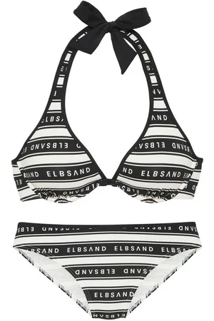 ELBSAND Bügel-Bikini Zone (Set) mit kontrastfarbenen Streifen und Schriftzügen
