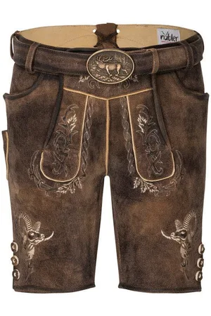 Nübler Trachtenlederhose Lederhose kurz Mufflon in Granit von - Verkäufer: Trachtenhof