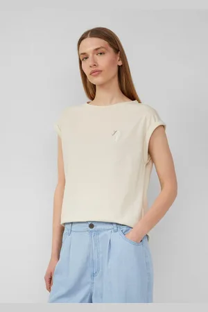 QS by s.Oliver Shirttop Relaxed-Fit-Shirt mit Print und überschnittenen Schultern - Verkäufer:
