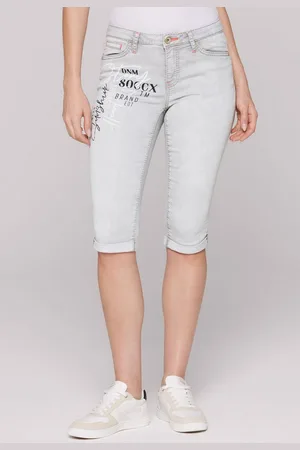 Soccx Jeansshorts mit Wording-Print