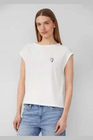 QS by s.Oliver Shirttop Relaxed-Fit-Shirt mit Print und überschnittenen Schultern - Verkäufer: