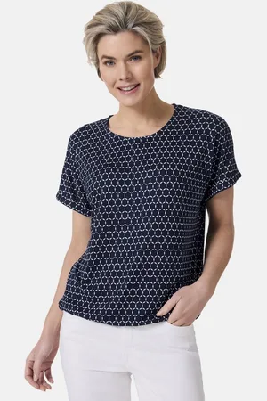 Stooker Women Kurzarmshirt CLEA Print T-Shirt Regular Fit T-Shirt Spitzen- Shirt für Damen