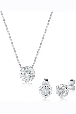 Elli Schmuckset Set mit Blumen Motiv Steinen Zirkonia 925 Sterling Silber - Verkäufer: JULIE & GRACE GmbH