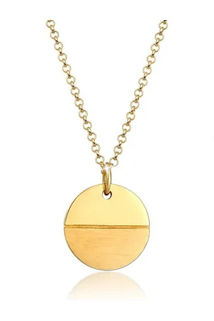 Elli Kette mit Anhänger Plättchen Kreis Geo Matt 925 Silber, Kreis - Verkäufer: JULIE & GRACE GmbH