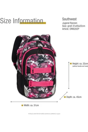 Southwest Bound Rucksack Southwest Ranzen Polyester pink, Jugend Ranzen Polyester, pink ca. 22cm hoch - Verkäufer: Fit4Style Silberschmuck - IMPPAC