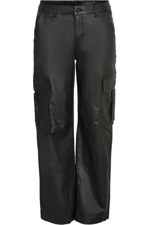 Noisy May Lederimitathose NMYOLANDA NW WIDE CARGO COATED BLACK NOS - Verkäufer: ARIZONAS