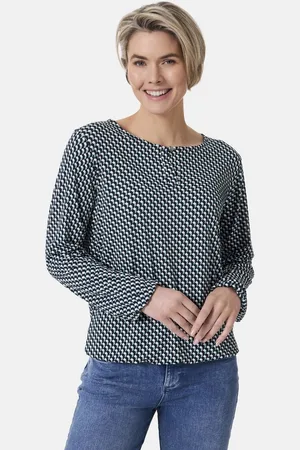 Stooker Women Langarmshirt CALLA Print Langarmshirt Regular Fit Blusen-Shirt mit grafischem Print für Damen