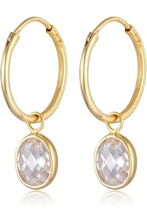 Nenalina Paar Creolen Creolen Zirkonia Anhänger Oval 925 Silber - Verkäufer: JULIE & GRACE GmbH