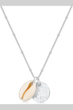 Elli Kette mit Anhänger Kauri Muschel und Plättchen Kugelkette 925 Silber