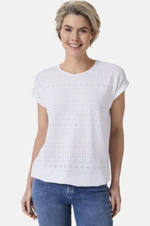 Stooker Women Kurzarmshirt CLEA T-Shirt Regular Fit T-Shirt mit dezentem Ausbrenner für Damen
