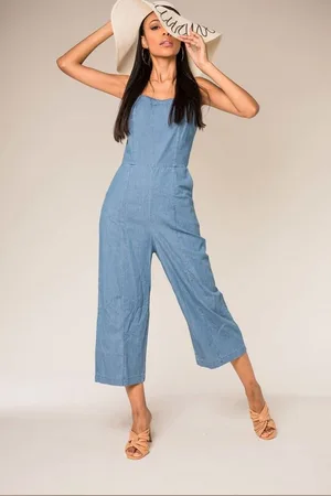 Nina Carter Jumpsuit Leichter Sommer Jeans Latzhose Hosenanzug (1-tlg) 8071 COMBI - Verkäufer: ARIZONAS