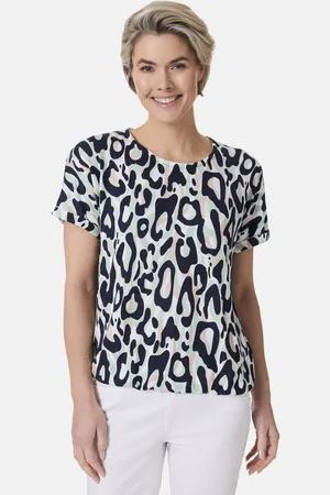 Stooker Women Kurzarmshirt CLEA Print T-Shirt Regular Fit T-Shirt Spitzen- Shirt für Damen