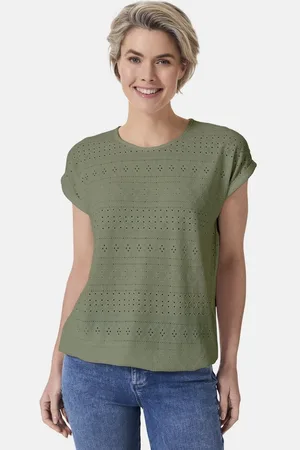 Stooker Women Kurzarmshirt CLEA T-Shirt Regular Fit T-Shirt mit dezentem Ausbrenner für Damen