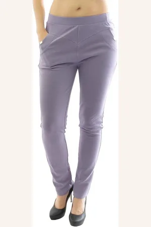 Yeset Schlupfhose Elegante Hose lang Stretch Stretchhose Stoffhose flieder 5XL mit Nieten und Taschen - Verkäufer: Shop