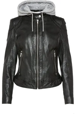 Soccx Lederjacke mit Druckknopfriegel an den Seiten