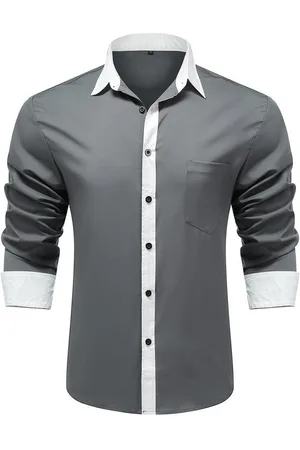 Allthemen Langarmhemd mit Stickmuster Kontrast Langarmhemd Regular Fit - Verkäufer: