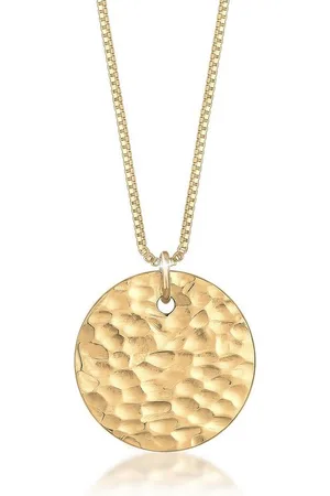 Elli Kette mit Anhänger Plättchen Kreis Rund Gehämmert 925 Silber