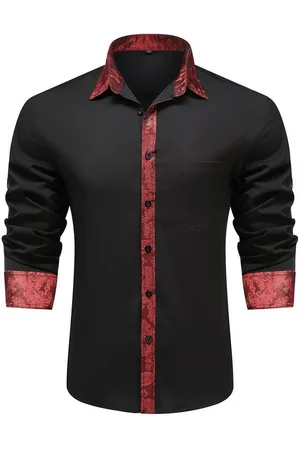 Allthemen Langarmhemd mit Stickmuster Kontrast Langarmhemd Regular Fit - Verkäufer:
