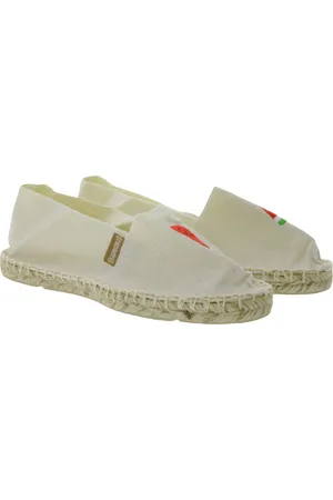 Espadrij Classic Damen Pantoffeln aus Canvas Sommer-Schuhe 121 mit Melonen-Print M11 Beige