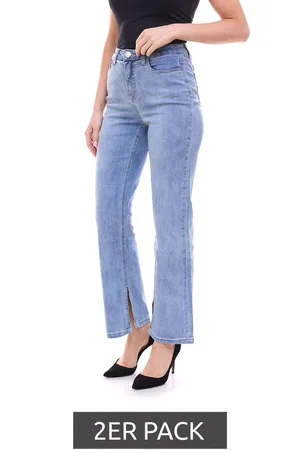 Bruno Banani 2er Pack Damen Jeans Baumwoll-Hose mit kleinen Schlitzen 31645007 Blau