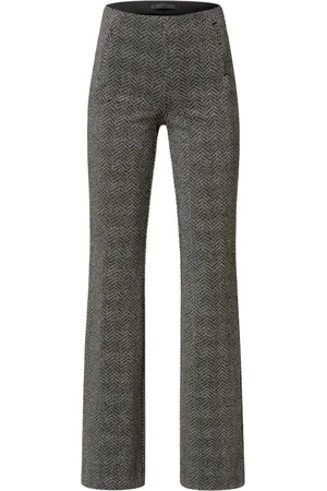 Mac Dream Damen Bootcut-Hose elegante Stoff-Hose mit Glitzergarn 72073045 Schwarz/Grau