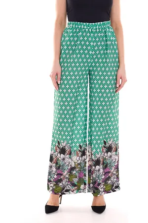 Aniston CASUAL Damen Schlupf-Hose bequeme Sommer-Hose mit Allover Blumen-Muster 76938501 Grün