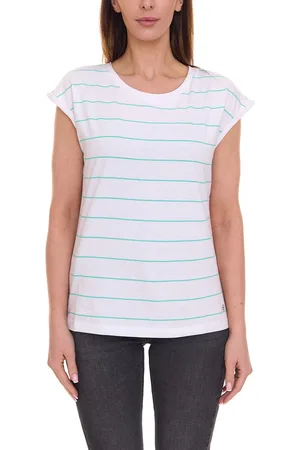 Tamaris T-Shirt schickes Damen Sommer-Shirt mit Rundhalsausschnitt Baumwoll-Shirt 99612539 Weiß
