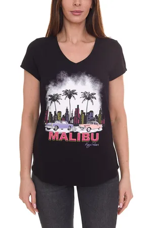 KangaROOS Damen Baumwoll-Shirt T-Shirt mit großem Aufdruck Auto-Shirt 20789732 Schwarz