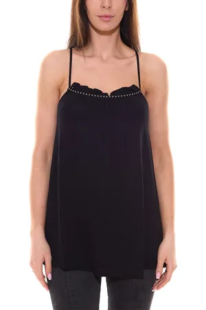 melrose Damen Top mit Nietenbesatz Spaghetti-Träger Top 32530531 Schwarz