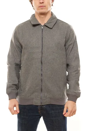 Solid Leonel Herren Übergangs-Jacke mit Stehkragen Bomberjacke mit abnehmbaren Teddy-Fell 21300660-ME1802011 Grau