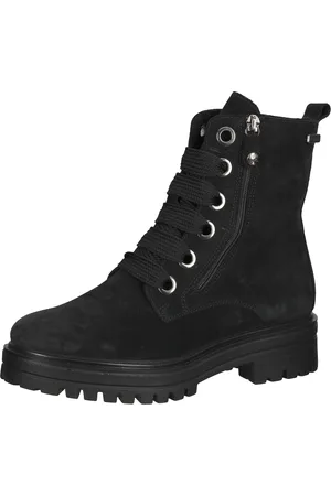 Bama Damen Echtleder-Schuhe Stiefel mit -tex Made in Italy Schnür-Schuhe 1085014 Schwarz