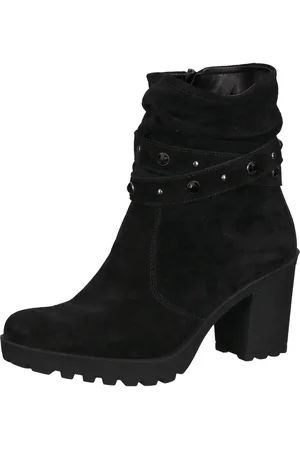 Bama Damen Echtleder-Schuhe Stiefel hohe Schuhe mit Strasssteinen 1085002 Schwarz