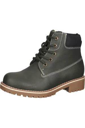 Bama Kinder Boots bequeme Schnür-Stiefelette mit verstärkter Fersenkappe 1082996 Khaki